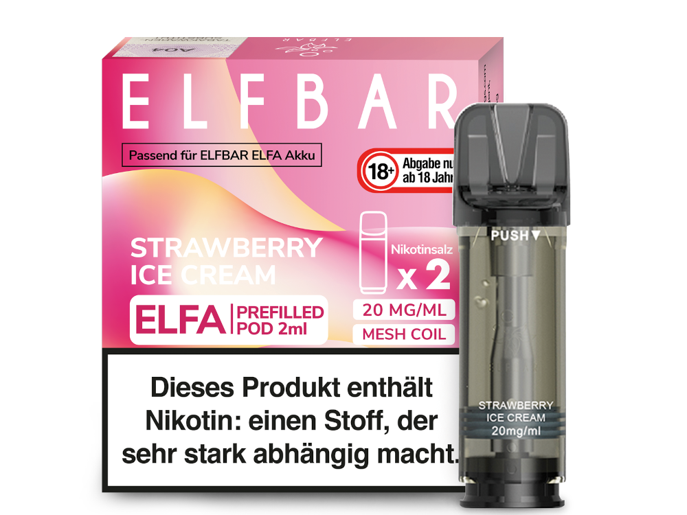 Elfbar - Elfa Pod Strawberry Ice Cream 20mg/ml (2 Stück pro Packung)