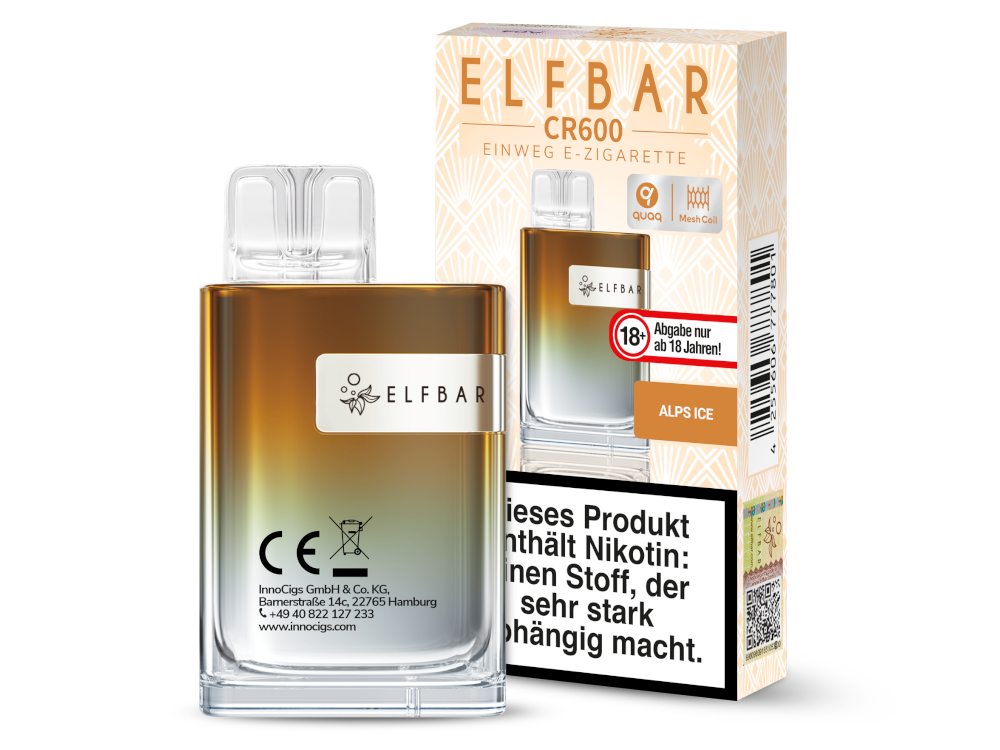 Elfbar - CR600 Einweg E-Zigarette - Alps Ice 20 mg/ml