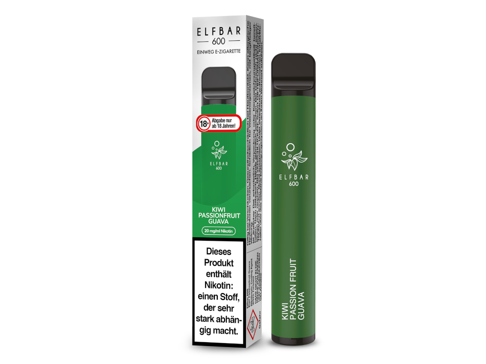 Elfbar 600 Einweg E-Zigarette - Kiwi Passion Fruit Guava 20 mg/ml
