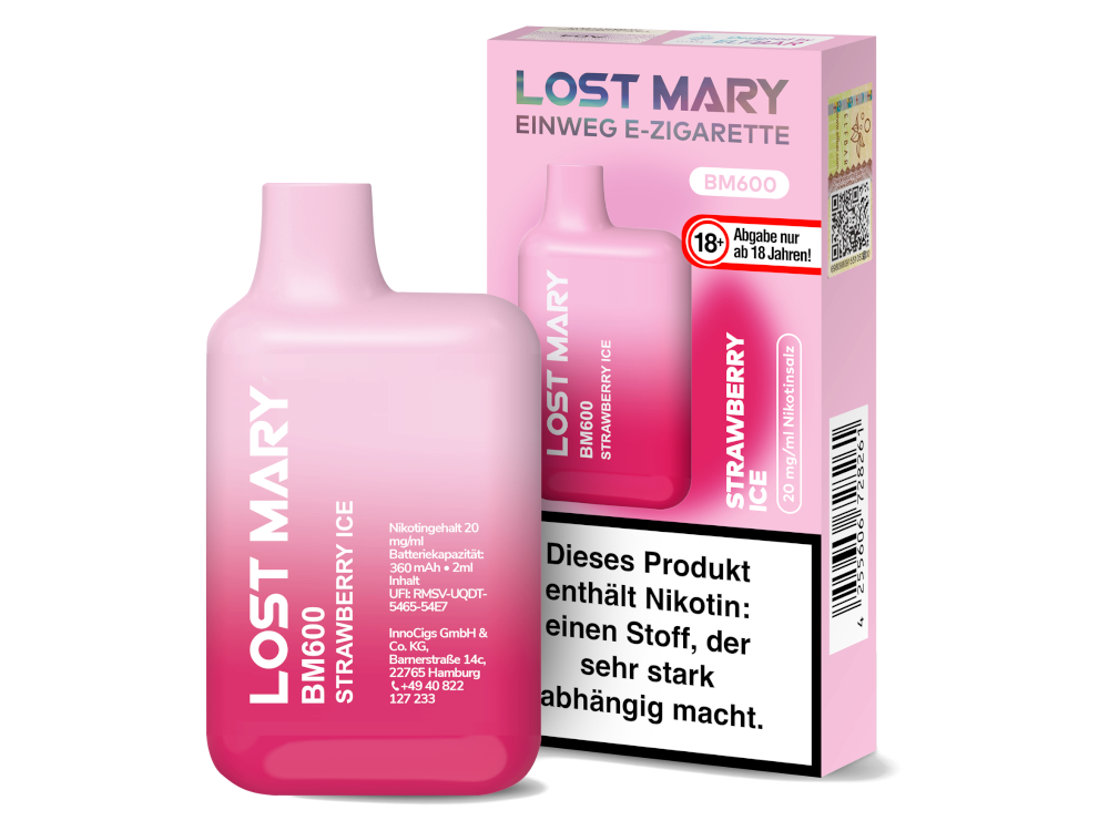 Lost Mary BM600 - Einweg E-Zigarette - Strawberry Ice 20mg/ml