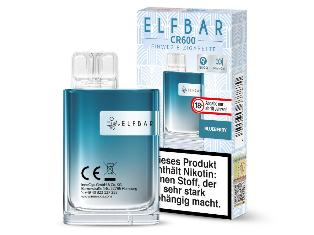 Elfbar - CR600 Einweg E-Zigarette - Blueberry 20 mg/ml