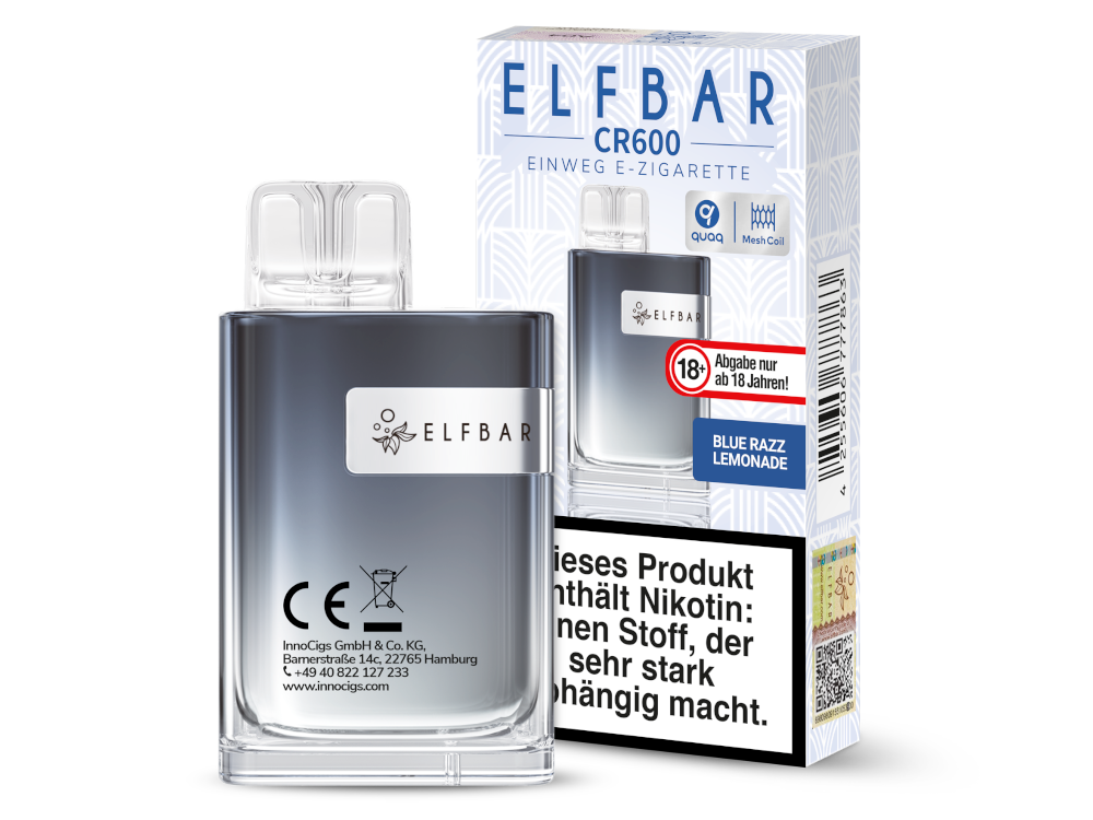 Elfbar - CR600 Einweg E-Zigarette - Blue Razz Lemonade 20 mg/ml